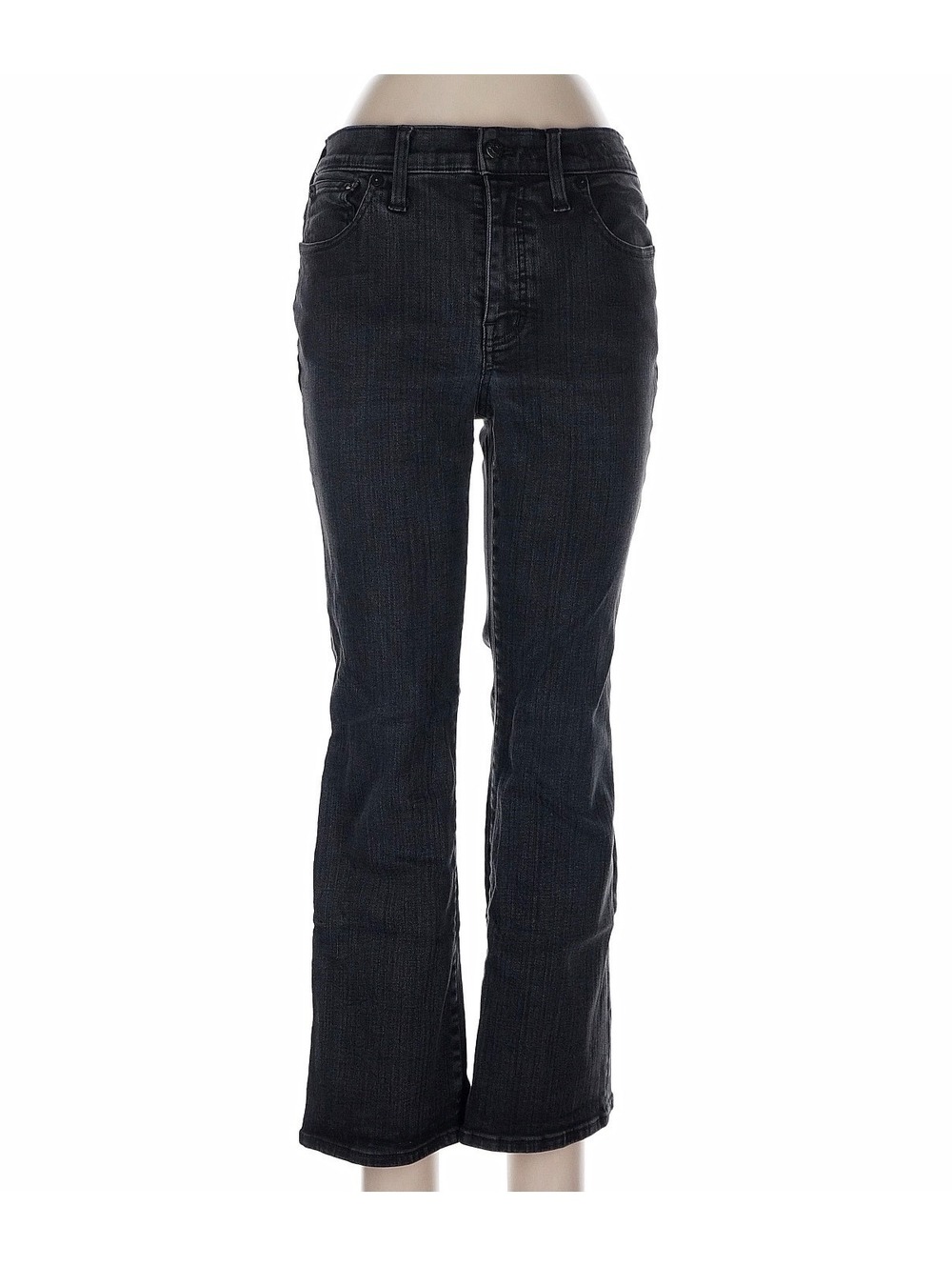 Madewell Mid-Rise Kick Out Black Denim Jeans Size 30 Cropped Flare